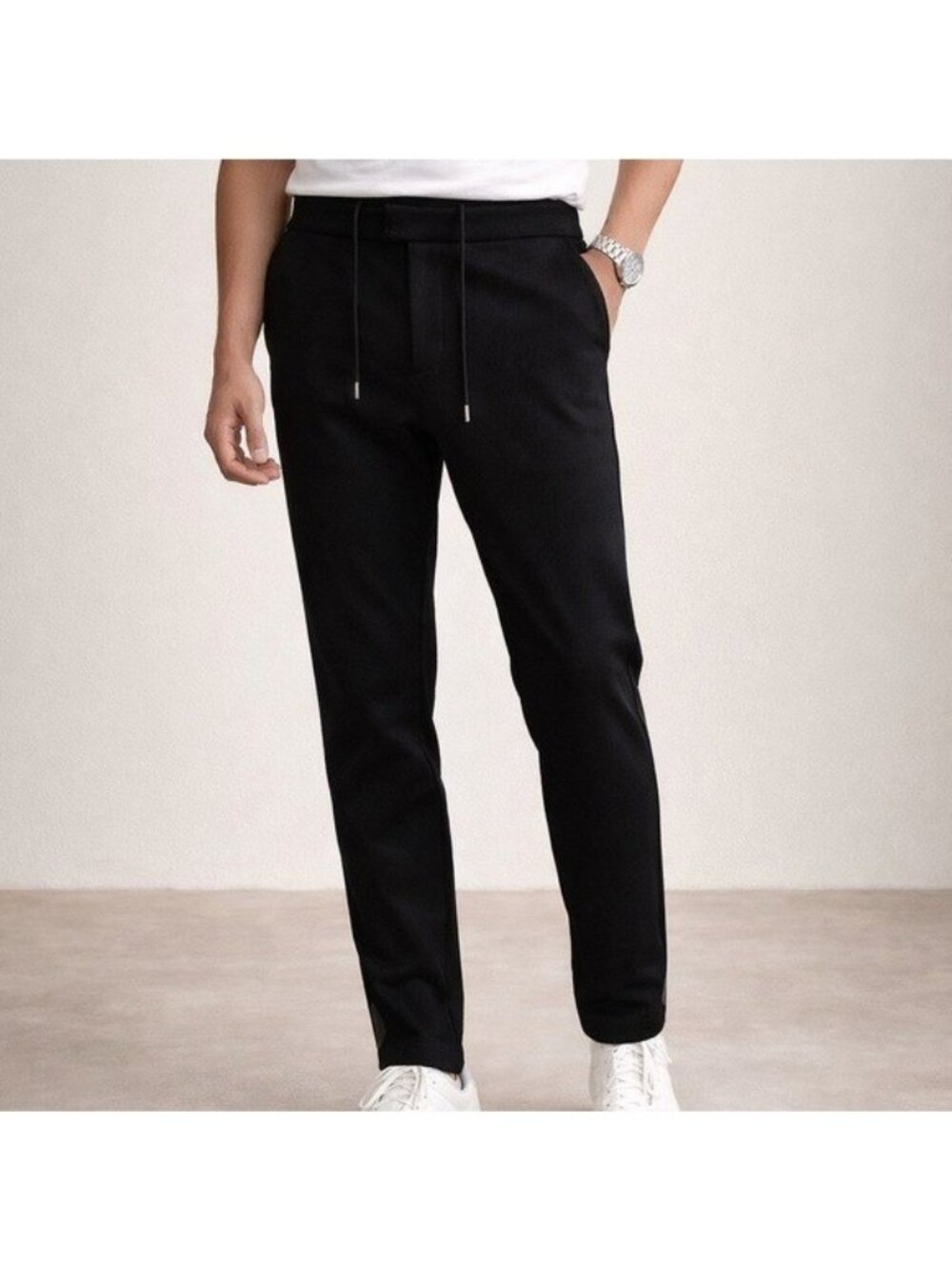 RAITH Men’s Black Tech Knit Drawstring Tailored Pants NWT Sz Medium